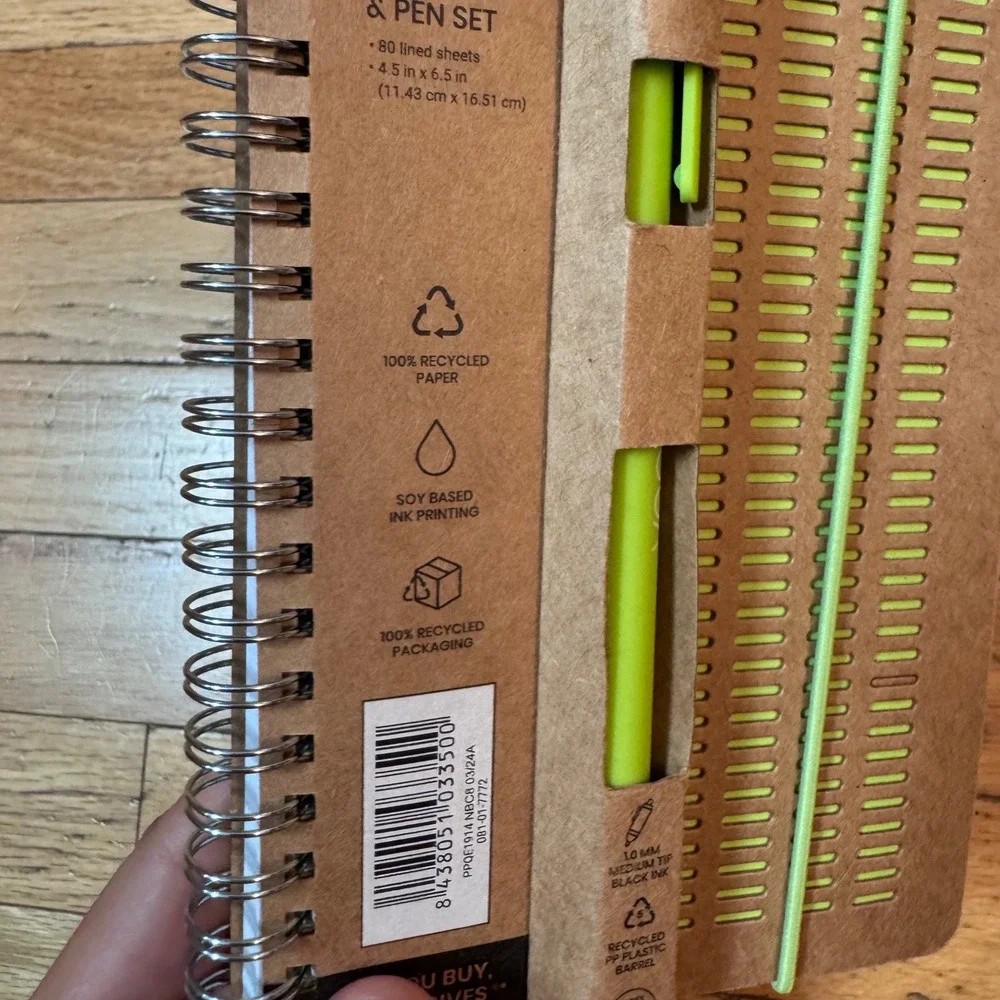 Yoobi Evolve Notebook and Pen Set Recycled Paper Lime Green 2 Pack